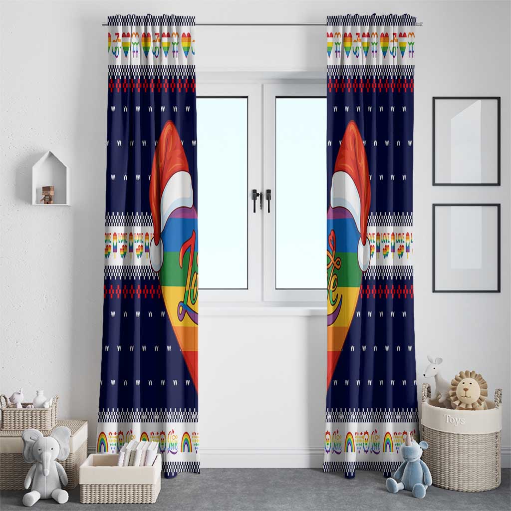 LGBT Heart Christmas Yall Christmas Window Curtain Xmas Holiday Patterns - Wonder Print Shop