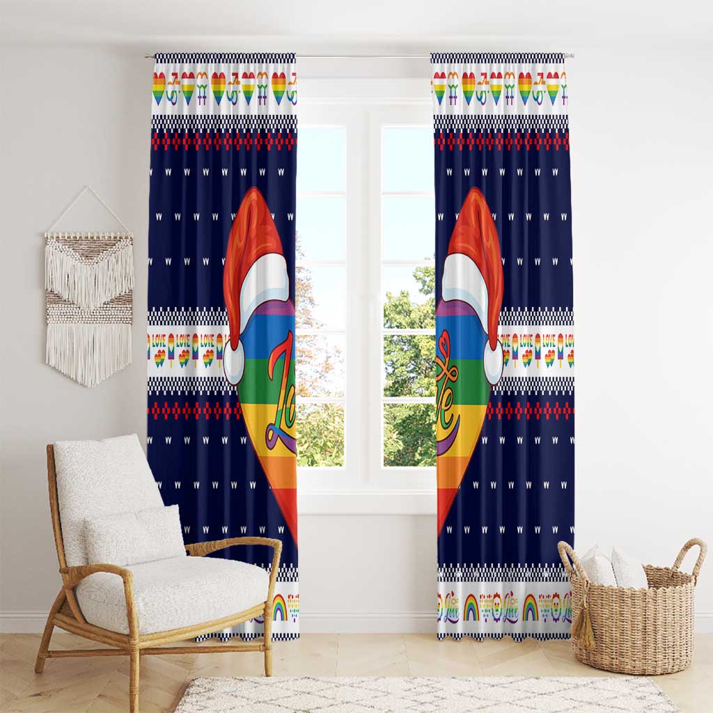 LGBT Heart Christmas Yall Christmas Window Curtain Xmas Holiday Patterns - Wonder Print Shop