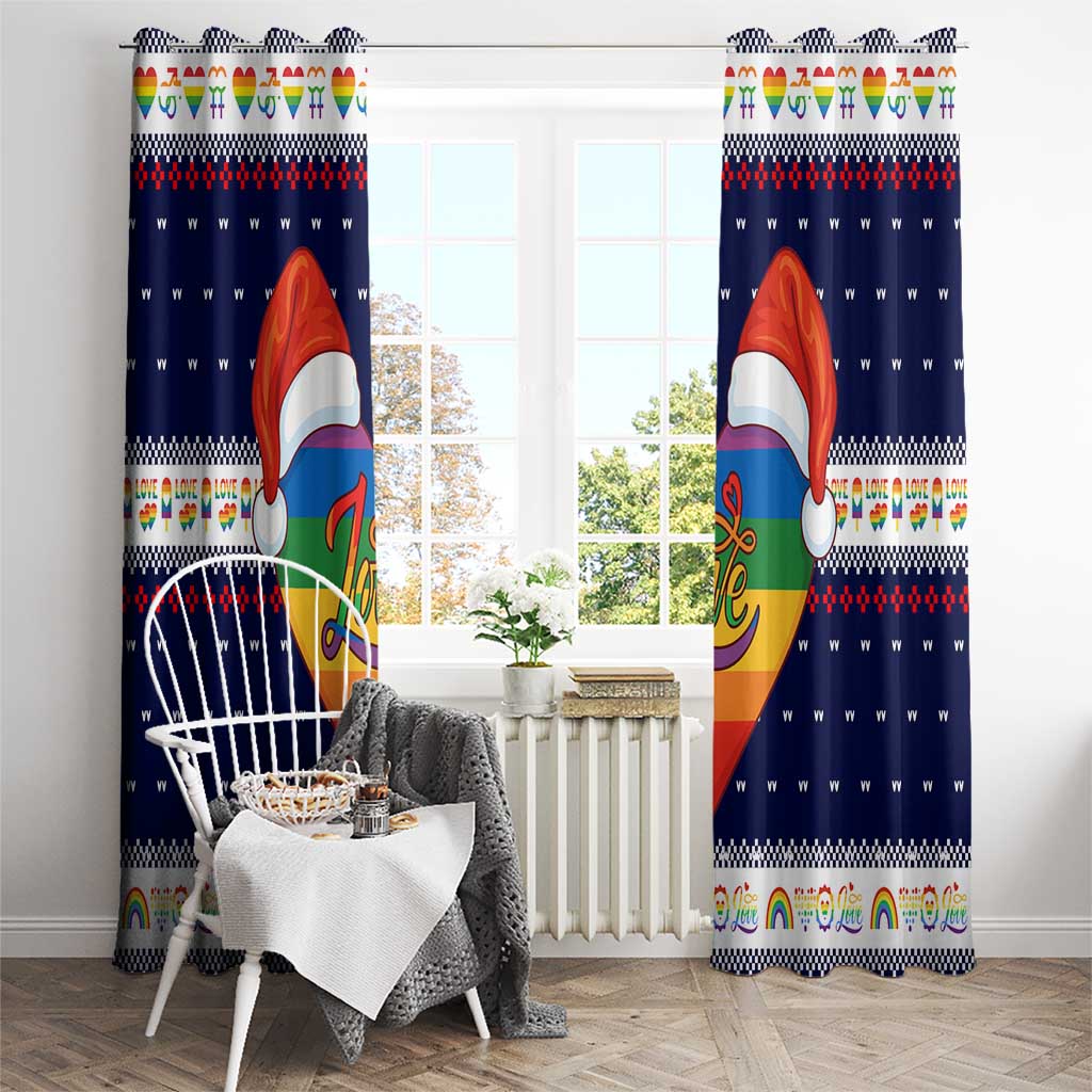 LGBT Heart Christmas Yall Christmas Window Curtain Xmas Holiday Patterns - Wonder Print Shop
