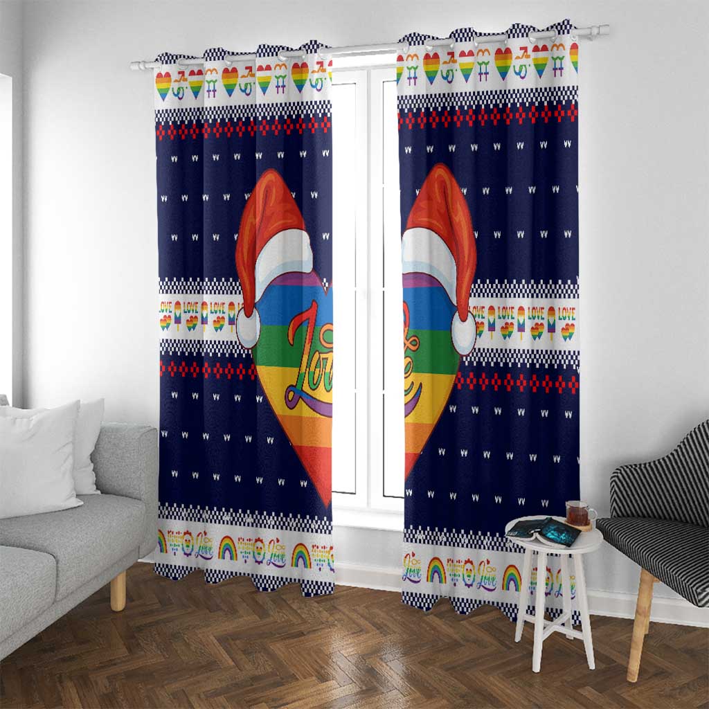 LGBT Heart Christmas Yall Christmas Window Curtain Xmas Holiday Patterns - Wonder Print Shop