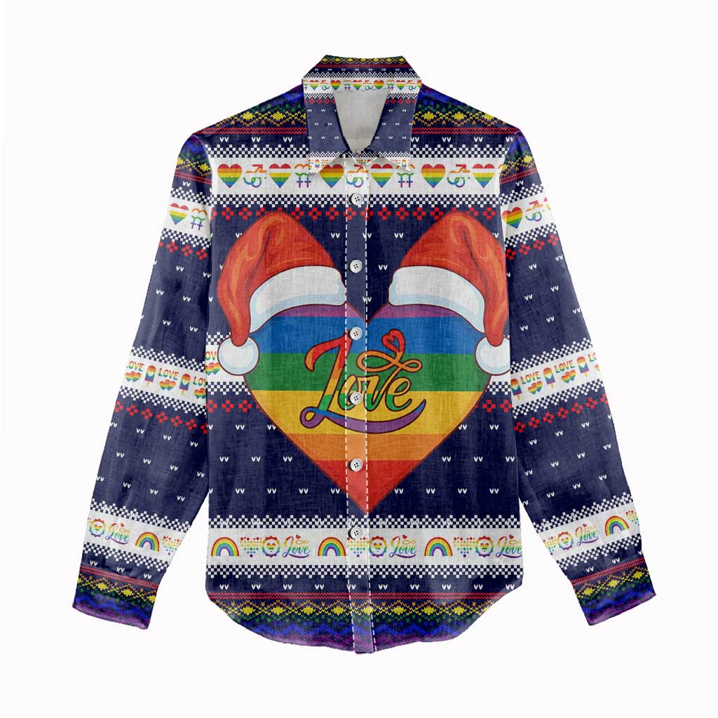 LGBT Heart Christmas Yall Christmas Women Casual Shirt Xmas Holiday Patterns - Wonder Print Shop
