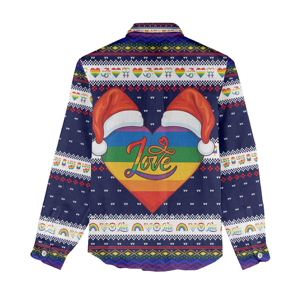 LGBT Heart Christmas Yall Christmas Women Casual Shirt Xmas Holiday Patterns - Wonder Print Shop