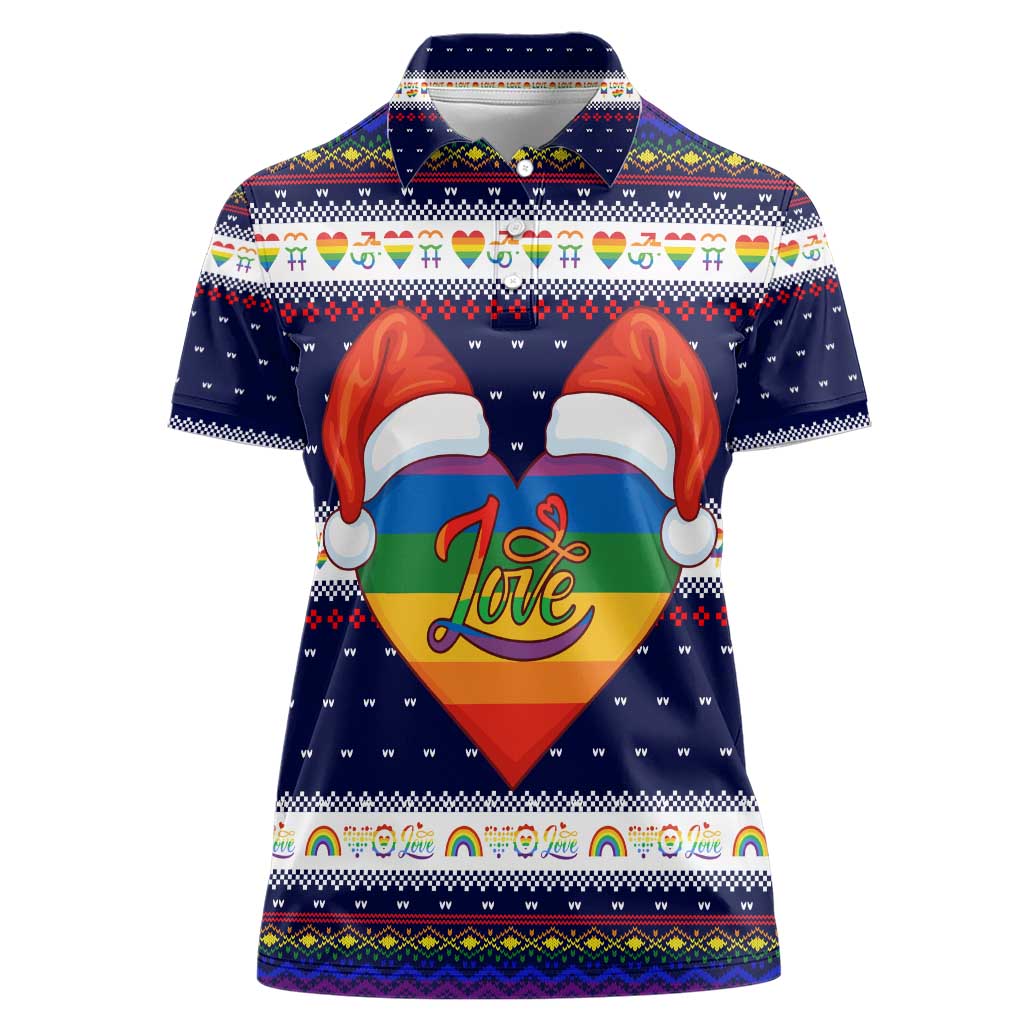 LGBT Heart Christmas Yall Christmas Women Polo Shirt Xmas Holiday Patterns - Wonder Print Shop