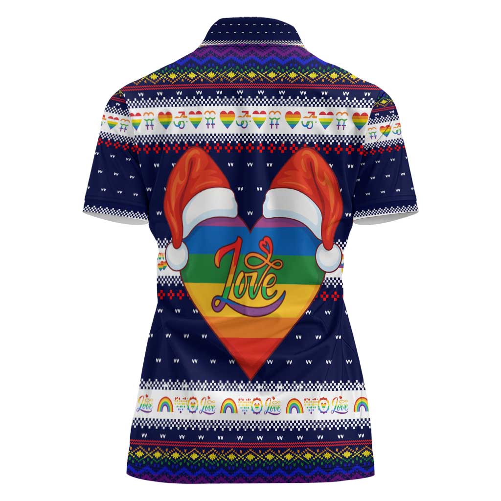 LGBT Heart Christmas Yall Christmas Women Polo Shirt Xmas Holiday Patterns - Wonder Print Shop