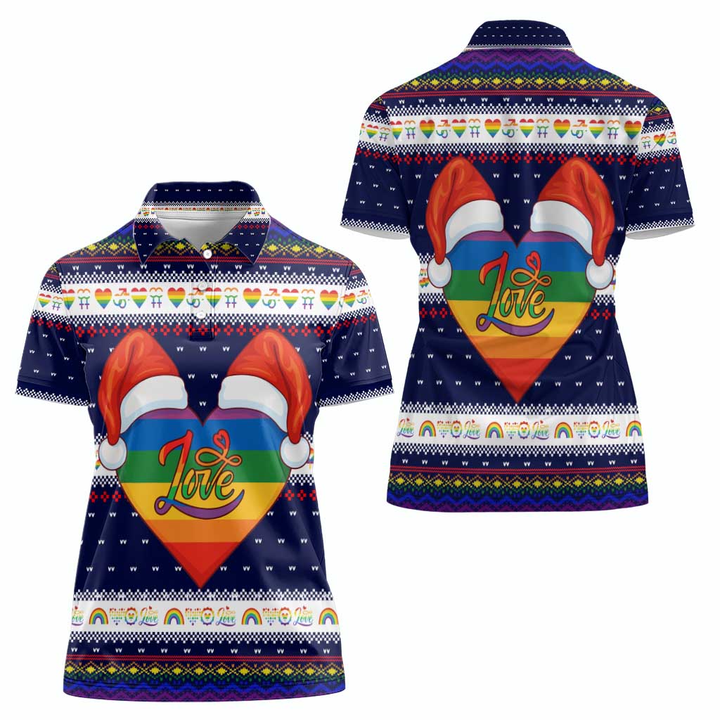 LGBT Heart Christmas Yall Christmas Women Polo Shirt Xmas Holiday Patterns - Wonder Print Shop