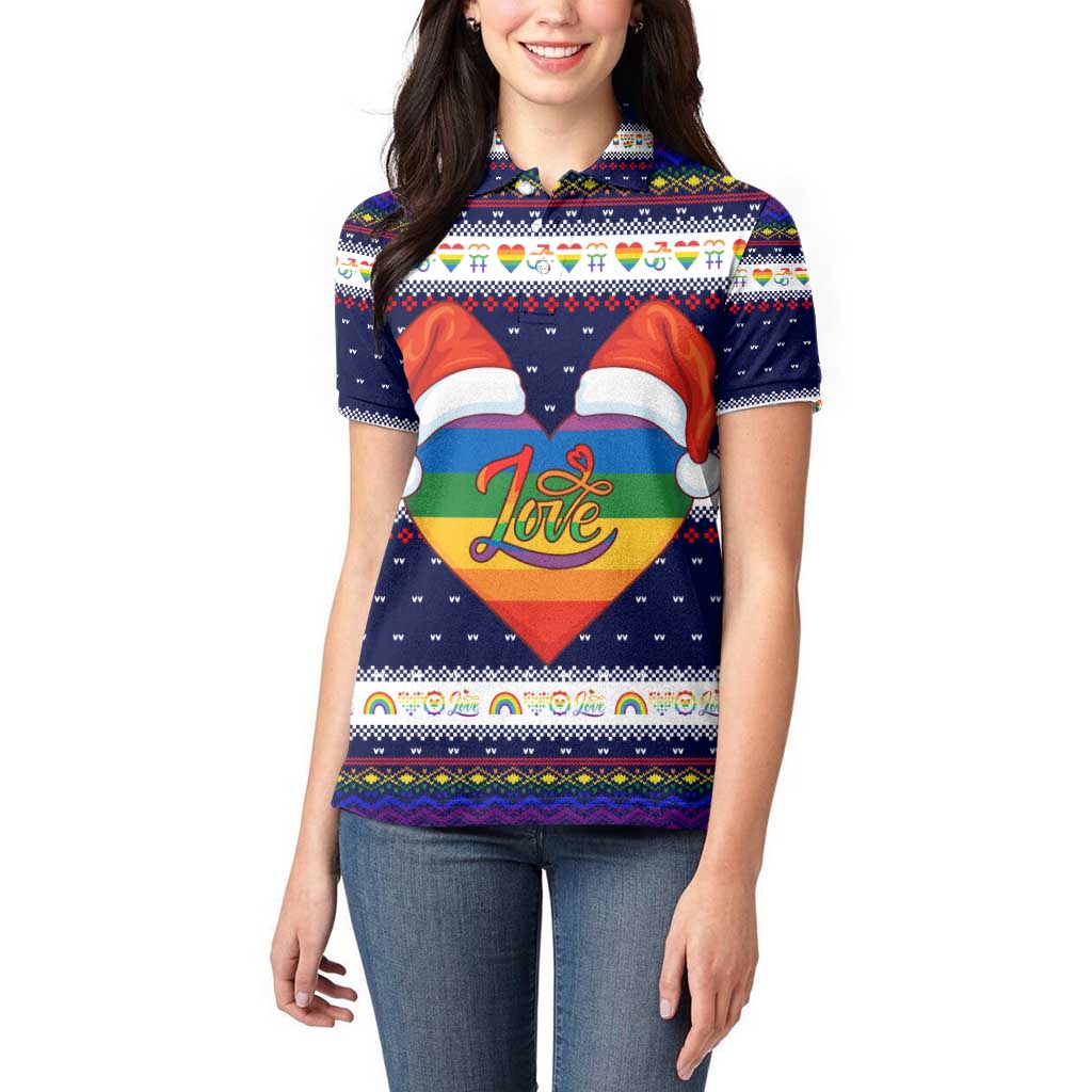 LGBT Heart Christmas Yall Christmas Women Polo Shirt Xmas Holiday Patterns - Wonder Print Shop