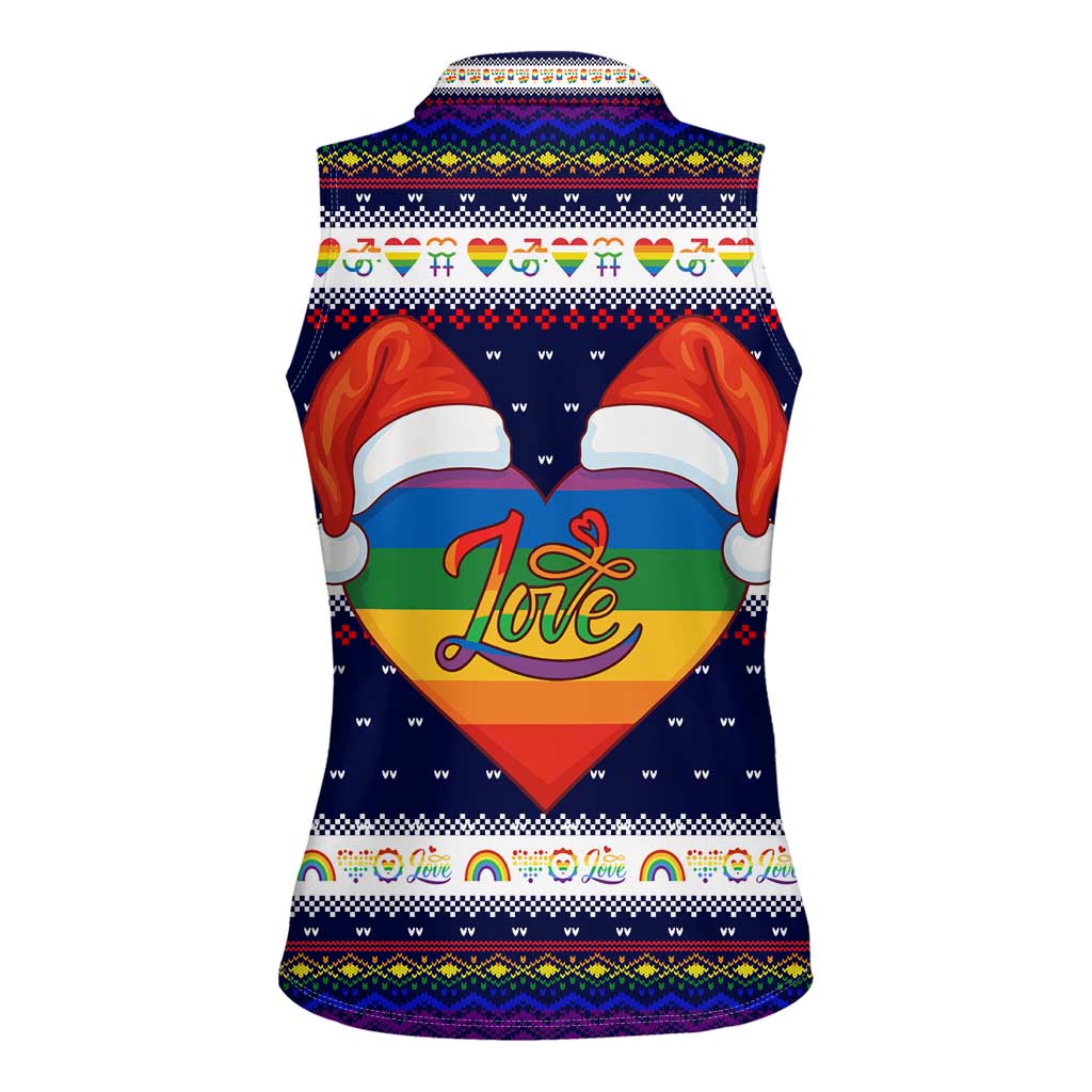 LGBT Heart Christmas Yall Christmas Women Sleeveless Polo Shirt Xmas Holiday Patterns - Wonder Print Shop