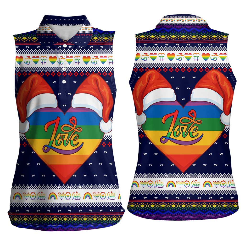 LGBT Heart Christmas Yall Christmas Women Sleeveless Polo Shirt Xmas Holiday Patterns - Wonder Print Shop