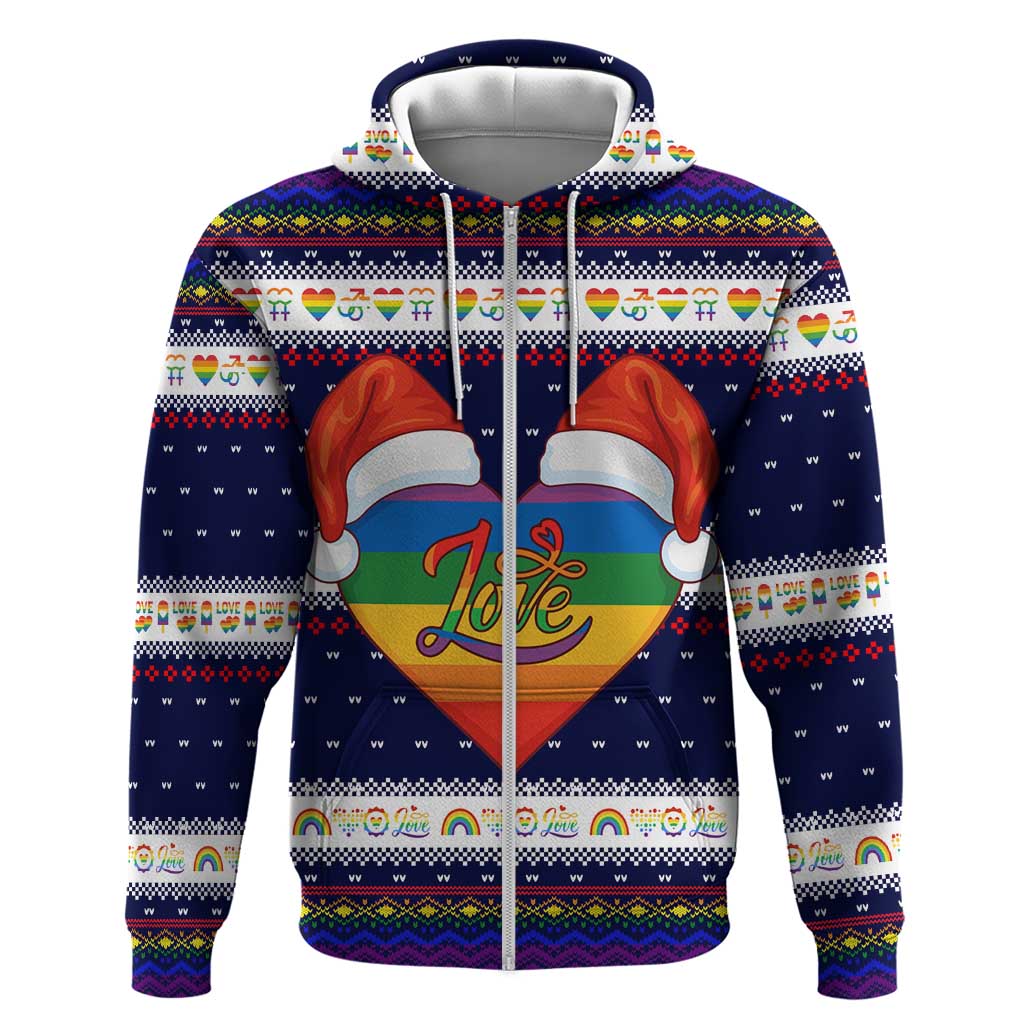 LGBT Heart Christmas Yall Christmas Zip Hoodie Xmas Holiday Patterns - Wonder Print Shop
