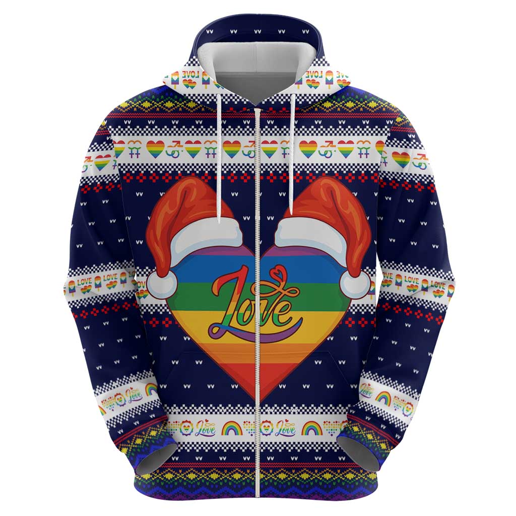 LGBT Heart Christmas Yall Christmas Zip Hoodie Xmas Holiday Patterns - Wonder Print Shop