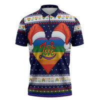 LGBT Heart Christmas Yall Christmas Zipper Polo Shirt Xmas Holiday Patterns - Wonder Print Shop