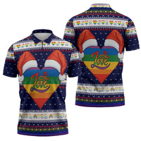 LGBT Heart Christmas Yall Christmas Zipper Polo Shirt Xmas Holiday Patterns - Wonder Print Shop