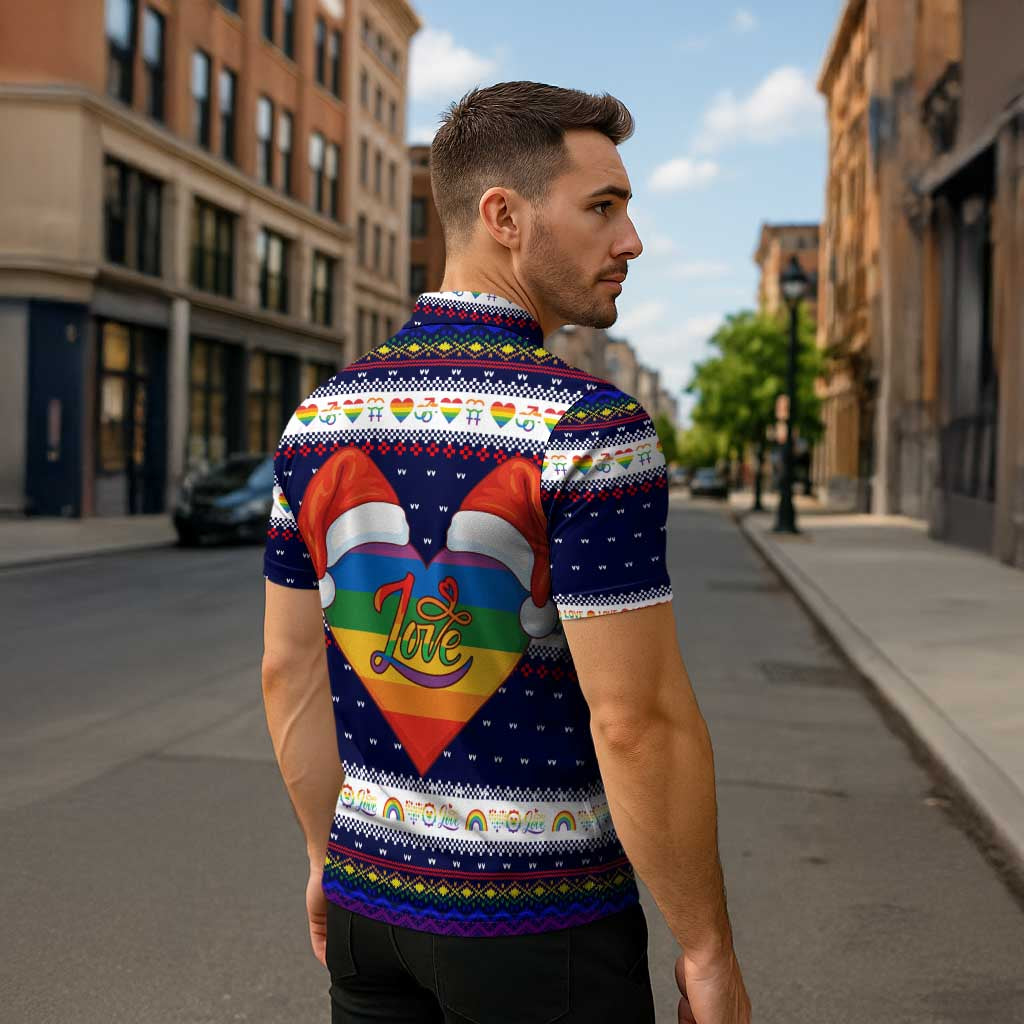 LGBT Heart Christmas Yall Christmas Zipper Polo Shirt Xmas Holiday Patterns - Wonder Print Shop