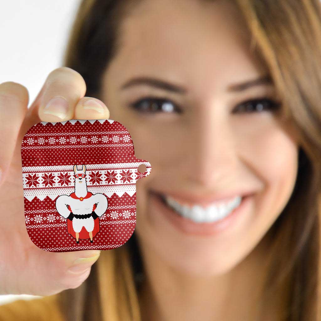 Llama Superhero Christmas AirPods Case Xmas Holiday Patterns - Wonder Print Shop