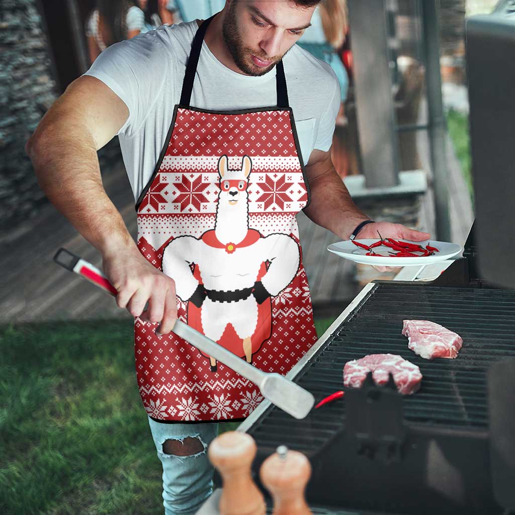 Llama Superhero Christmas Apron Xmas Holiday Patterns - Wonder Print Shop