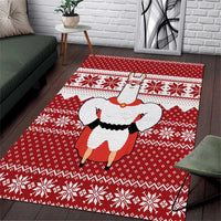Llama Superhero Christmas Area Rug Xmas Holiday Patterns - Wonder Print Shop