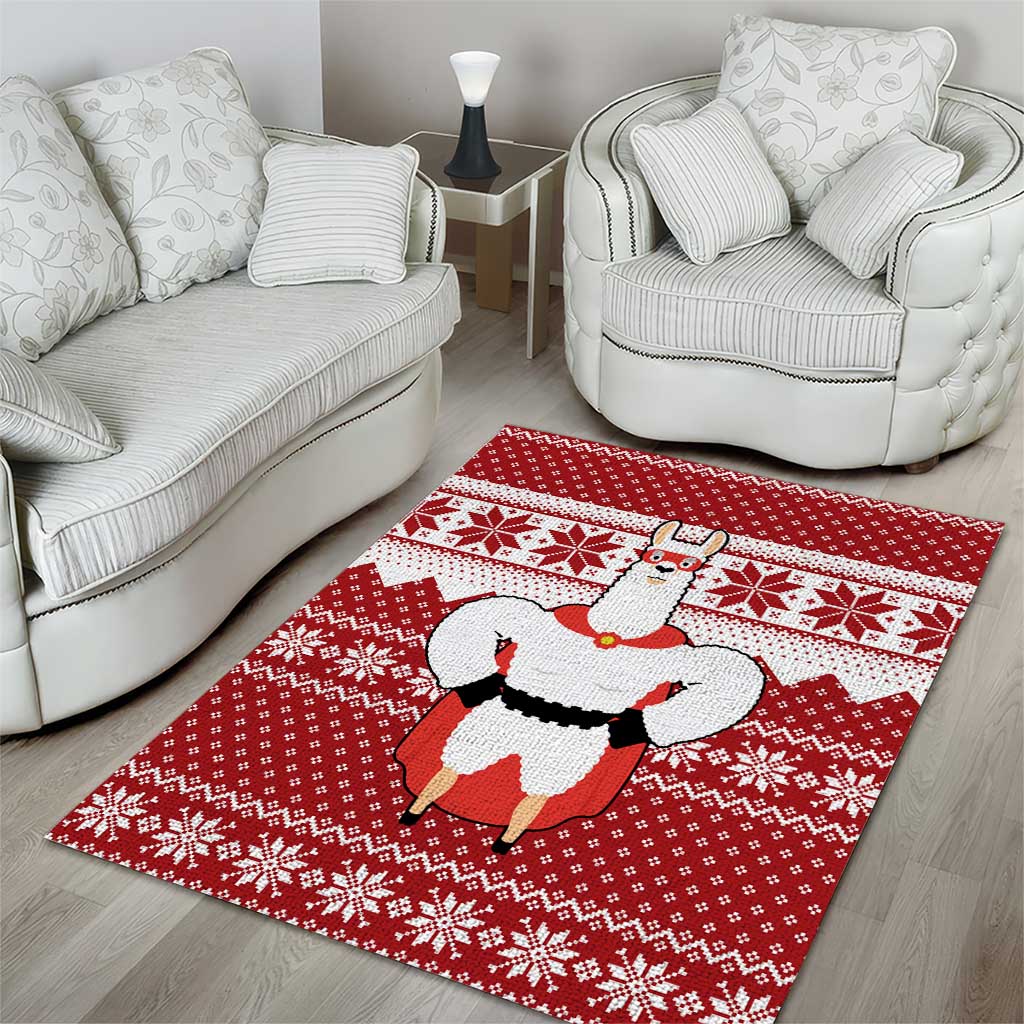 Llama Superhero Christmas Area Rug Xmas Holiday Patterns - Wonder Print Shop