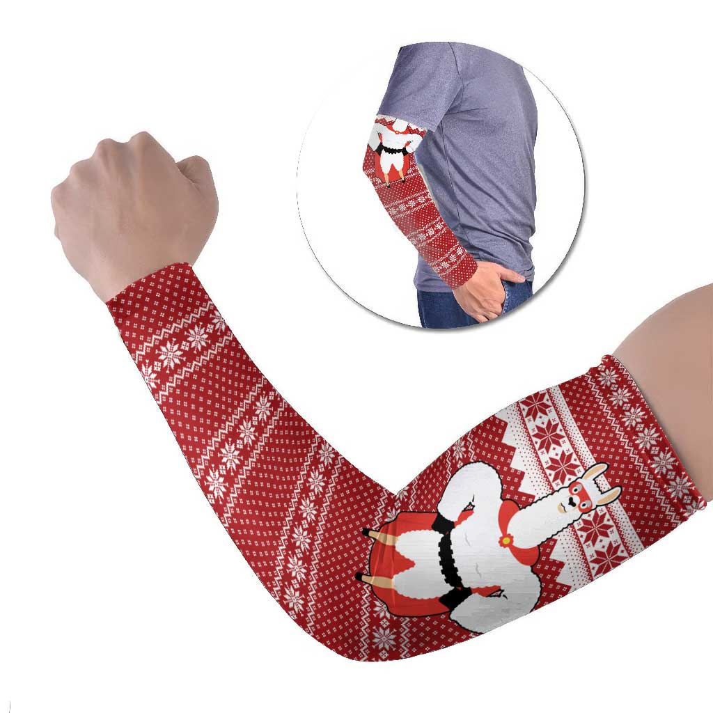 Llama Superhero Christmas Arm Sleeves Xmas Holiday Patterns - Wonder Print Shop