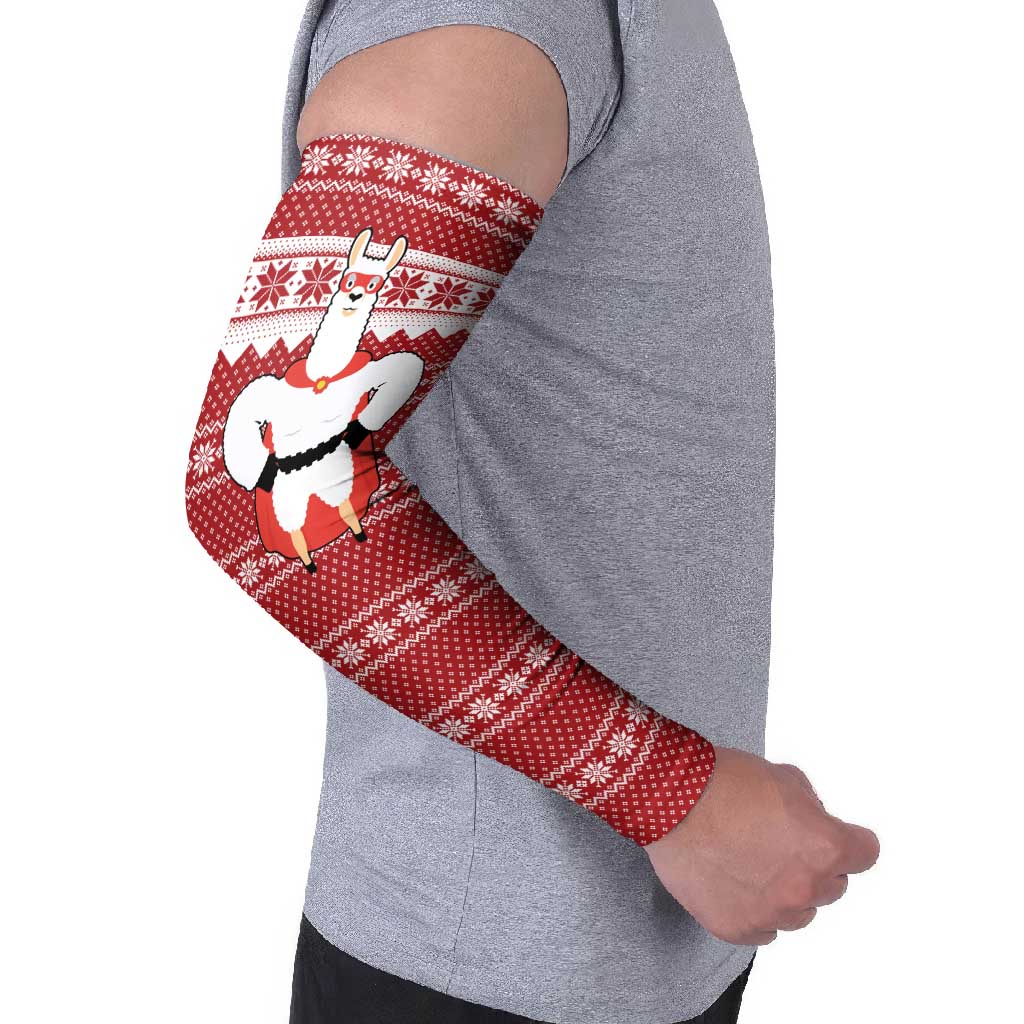 Llama Superhero Christmas Arm Sleeves Xmas Holiday Patterns - Wonder Print Shop