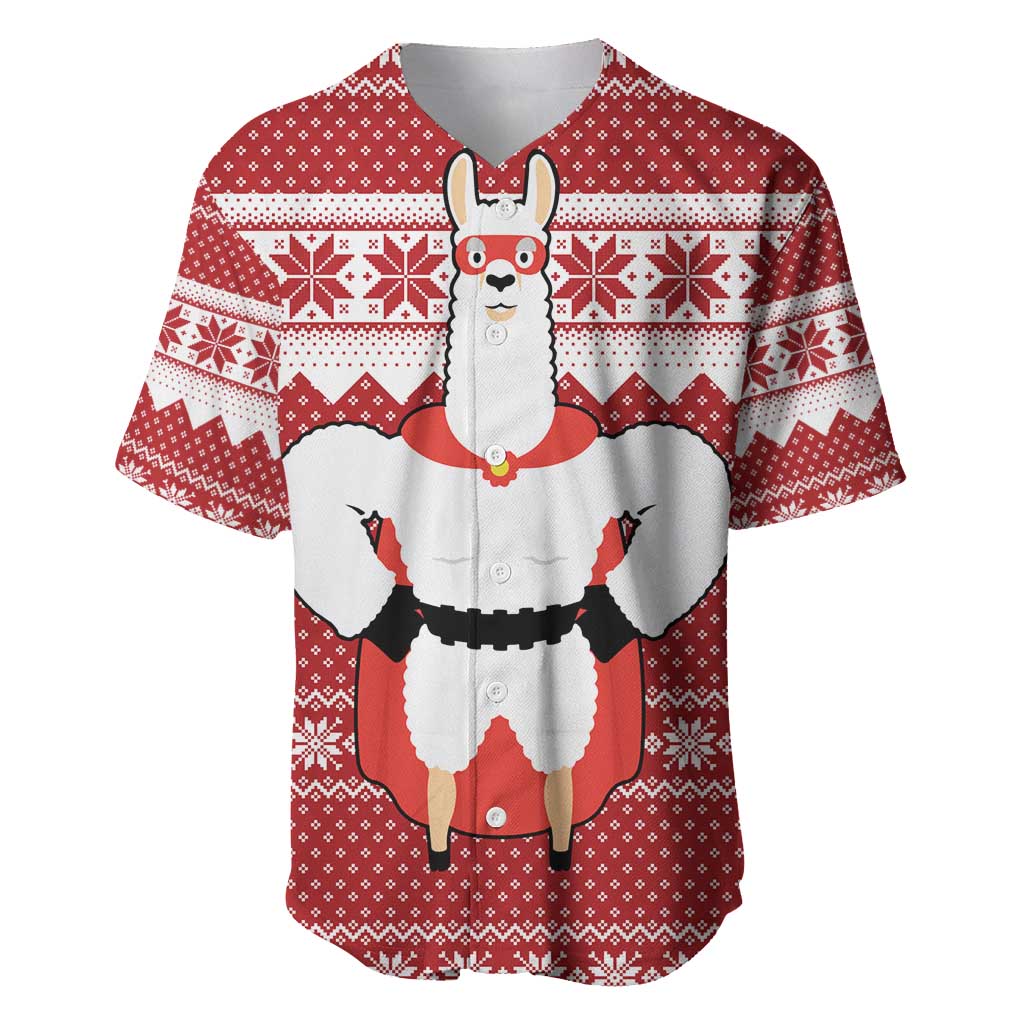 Llama Superhero Christmas Baseball Jersey Xmas Holiday Patterns - Wonder Print Shop
