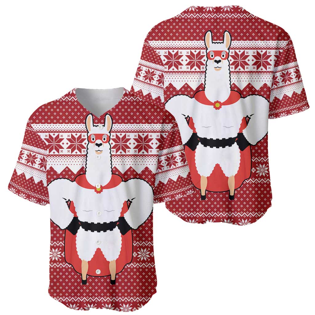 Llama Superhero Christmas Baseball Jersey Xmas Holiday Patterns - Wonder Print Shop