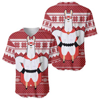 Llama Superhero Christmas Baseball Jersey Xmas Holiday Patterns - Wonder Print Shop