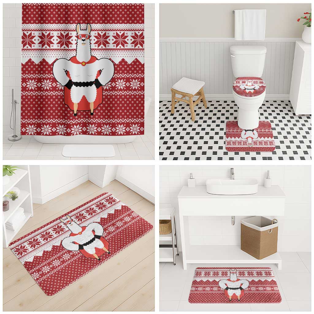 Llama Superhero Christmas Bathroom Set Xmas Holiday Patterns - Wonder Print Shop