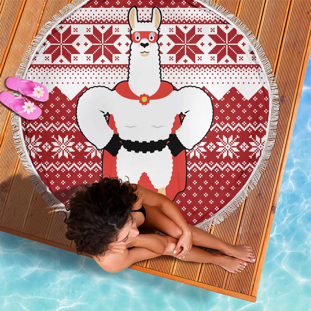 Llama Superhero Christmas Beach Blanket Xmas Holiday Patterns - Wonder Print Shop