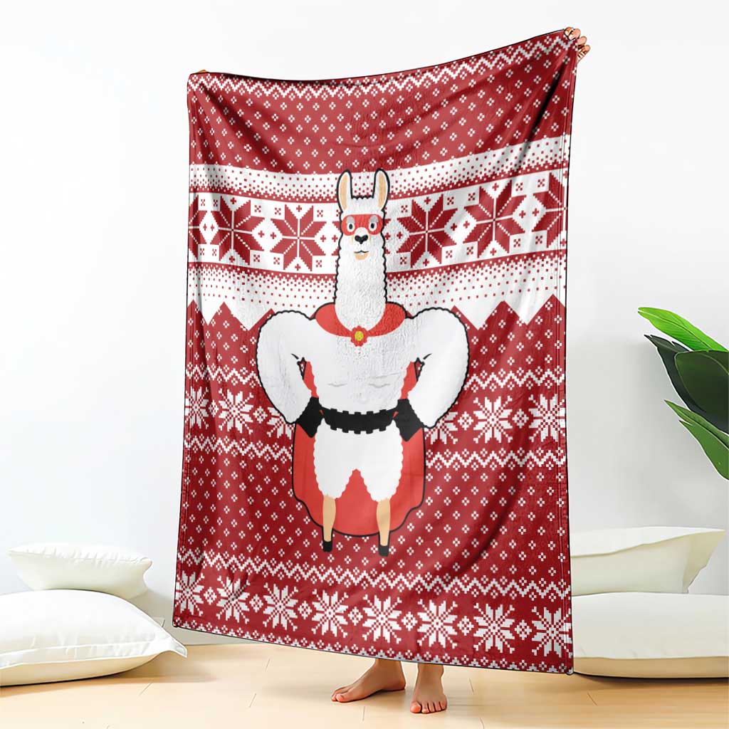 Llama Superhero Christmas Blanket Xmas Holiday Patterns - Wonder Print Shop