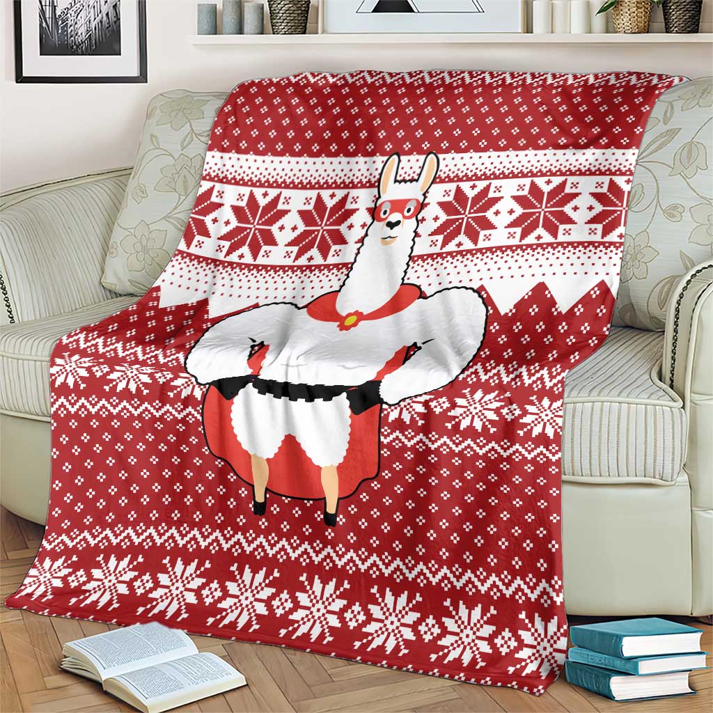 Llama Superhero Christmas Blanket Xmas Holiday Patterns - Wonder Print Shop