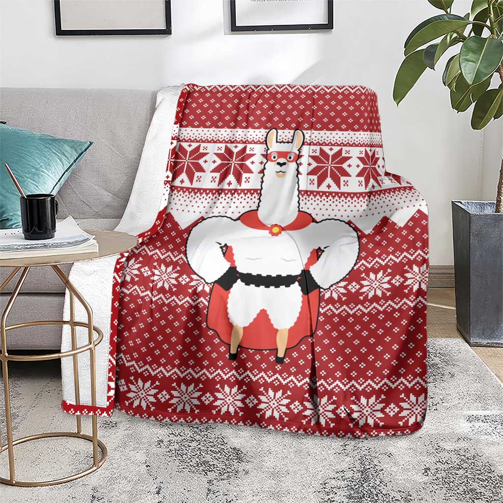 Llama Superhero Christmas Blanket Xmas Holiday Patterns - Wonder Print Shop