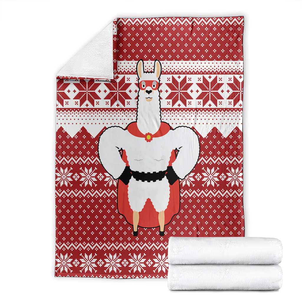 Llama Superhero Christmas Blanket Xmas Holiday Patterns - Wonder Print Shop