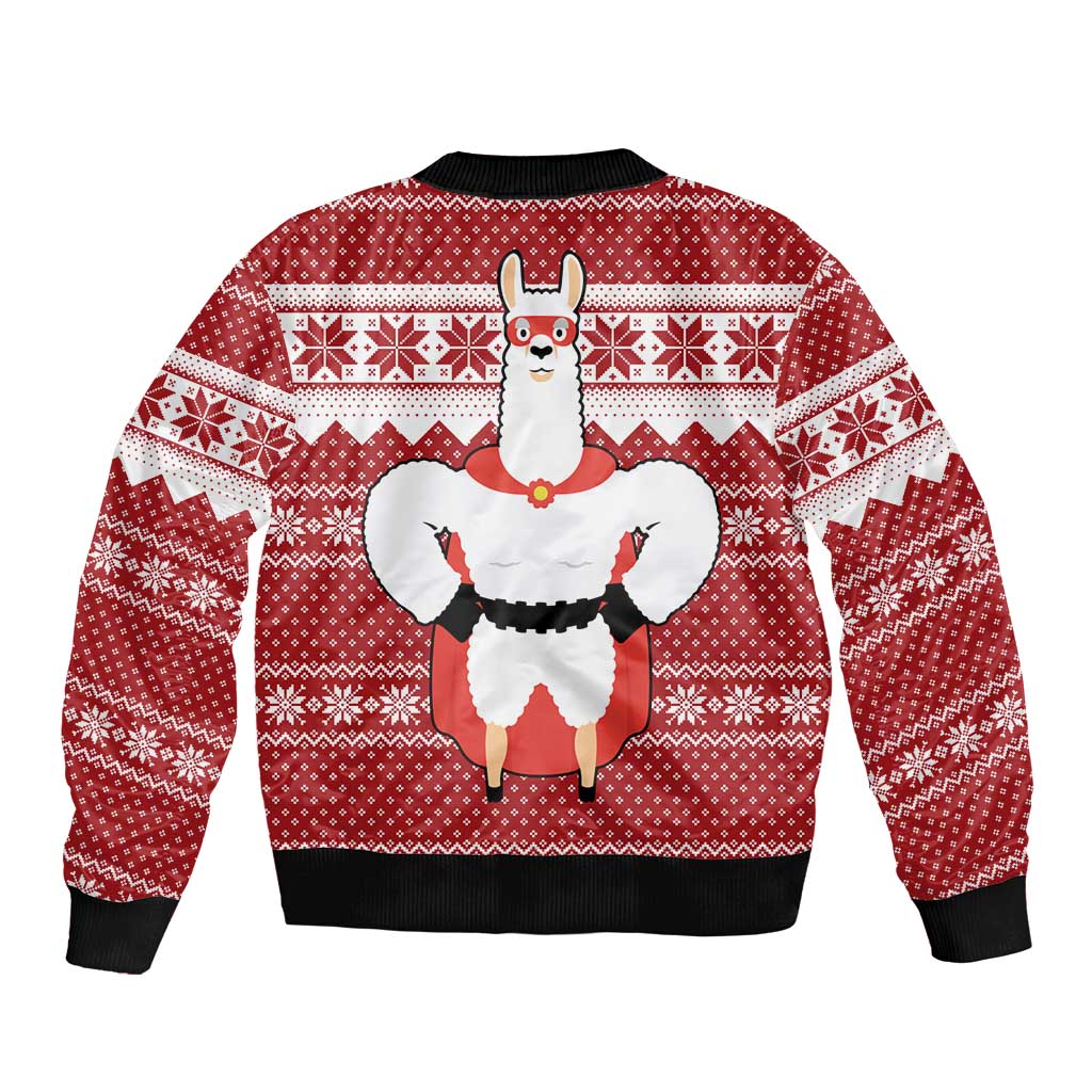 Llama Superhero Christmas Bomber Jacket Xmas Holiday Patterns - Wonder Print Shop