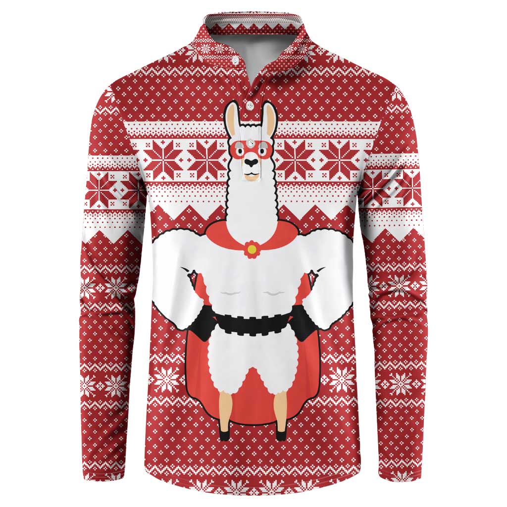 Llama Superhero Christmas Button Sweatshirt Xmas Holiday Patterns - Wonder Print Shop
