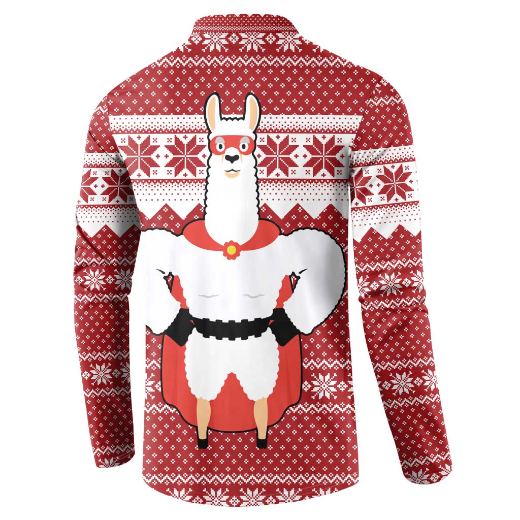 Llama Superhero Christmas Button Sweatshirt Xmas Holiday Patterns - Wonder Print Shop