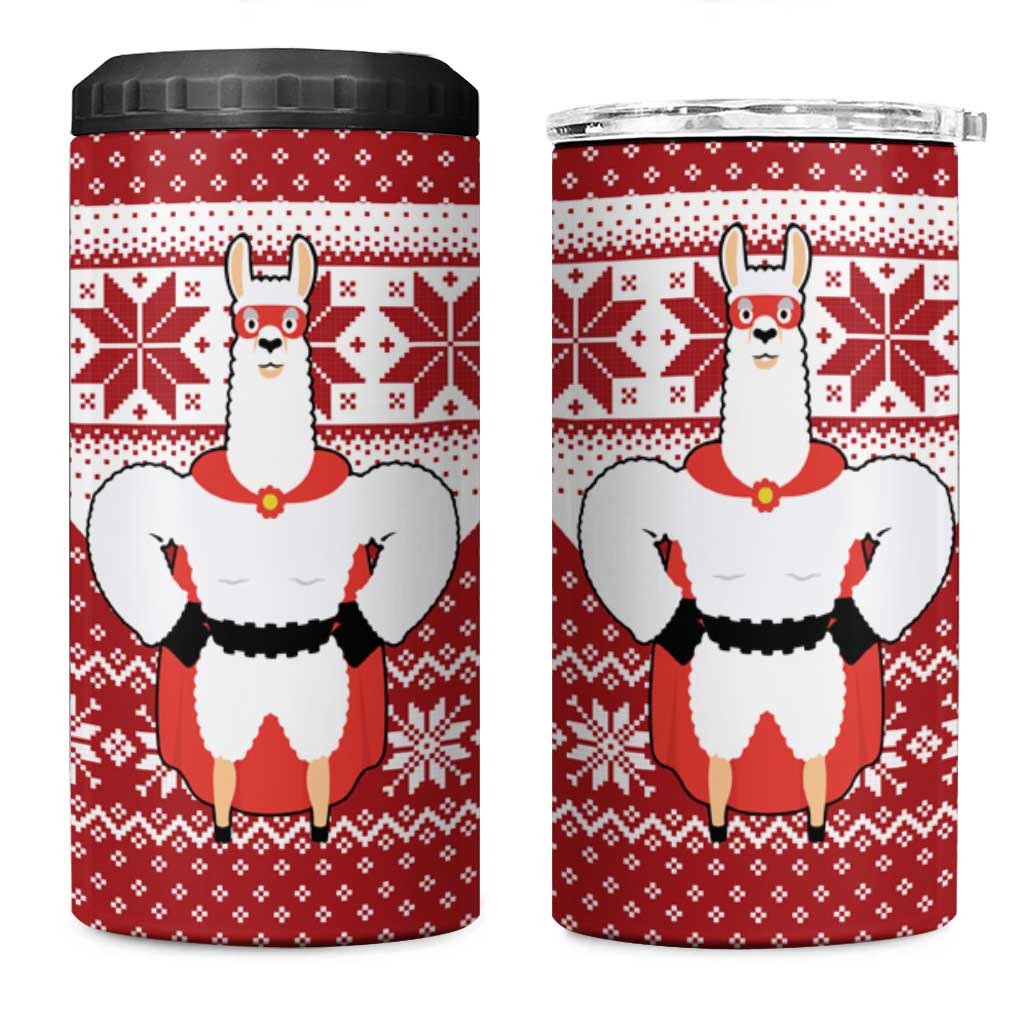 Llama Superhero Christmas 4 in 1 Can Cooler Tumbler Xmas Holiday Patterns - Wonder Print Shop
