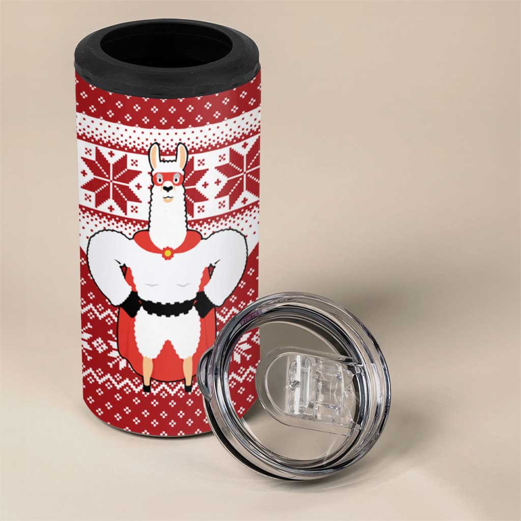 Llama Superhero Christmas 4 in 1 Can Cooler Tumbler Xmas Holiday Patterns - Wonder Print Shop