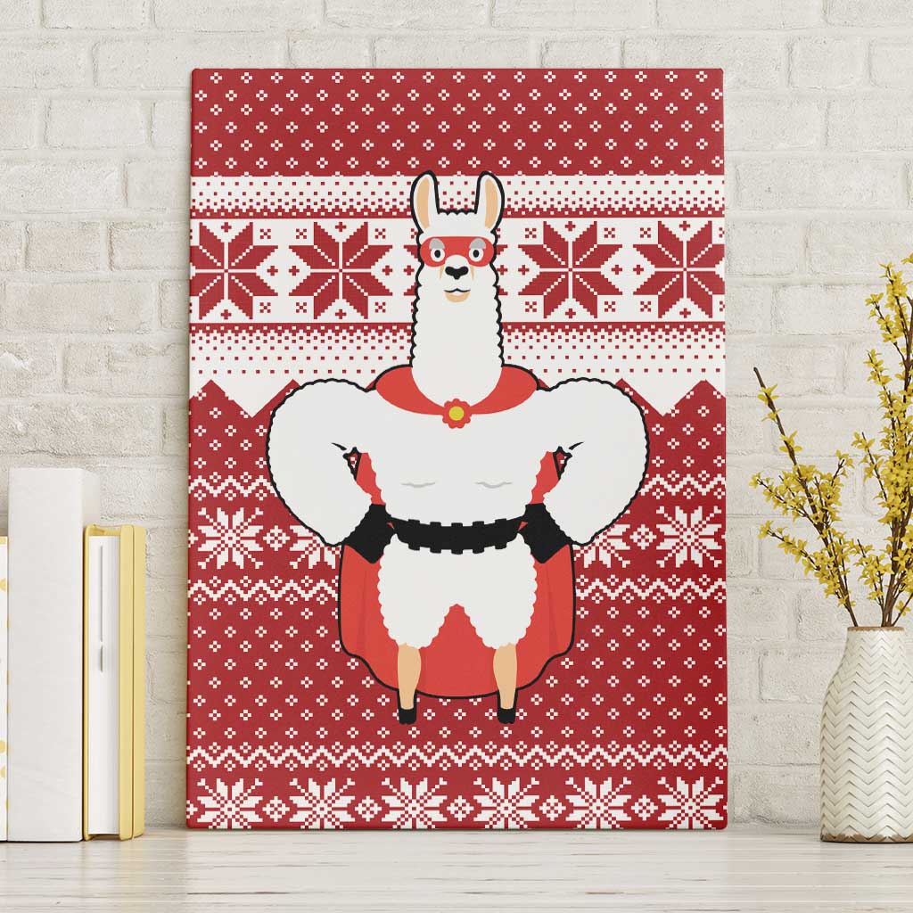 Llama Superhero Christmas Canvas Wall Art Xmas Holiday Patterns - Wonder Print Shop