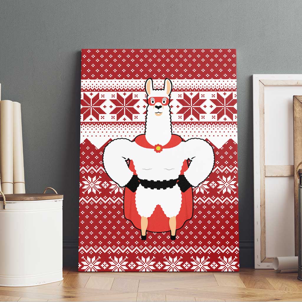 Llama Superhero Christmas Canvas Wall Art Xmas Holiday Patterns - Wonder Print Shop