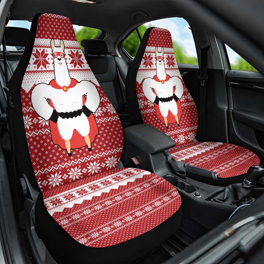 Llama Superhero Christmas Car Seat Cover Xmas Holiday Patterns - Wonder Print Shop