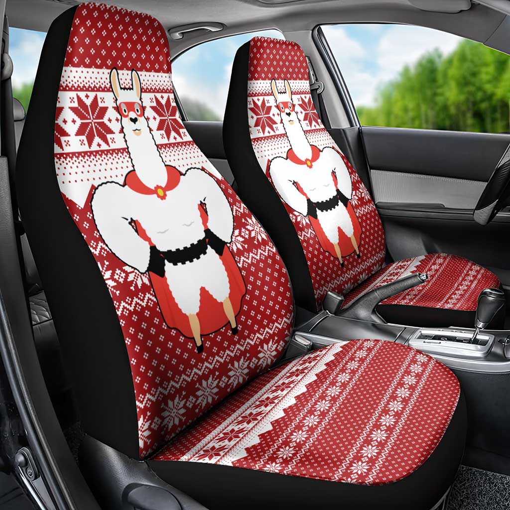 Llama Superhero Christmas Car Seat Cover Xmas Holiday Patterns - Wonder Print Shop