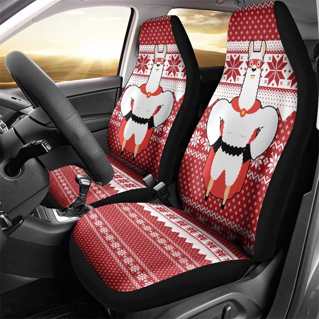 Llama Superhero Christmas Car Seat Cover Xmas Holiday Patterns - Wonder Print Shop