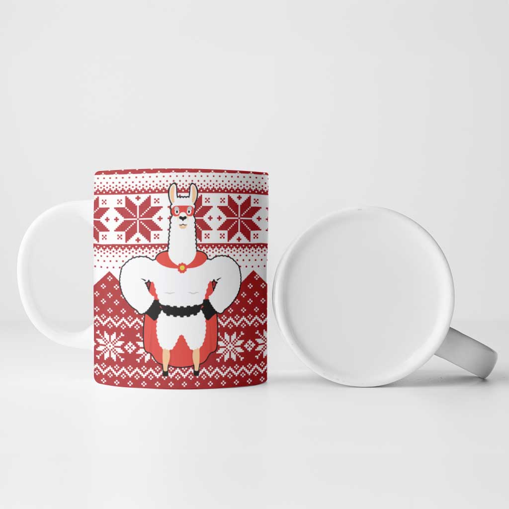 Llama Superhero Christmas Ceramic Mug Xmas Holiday Patterns - Wonder Print Shop