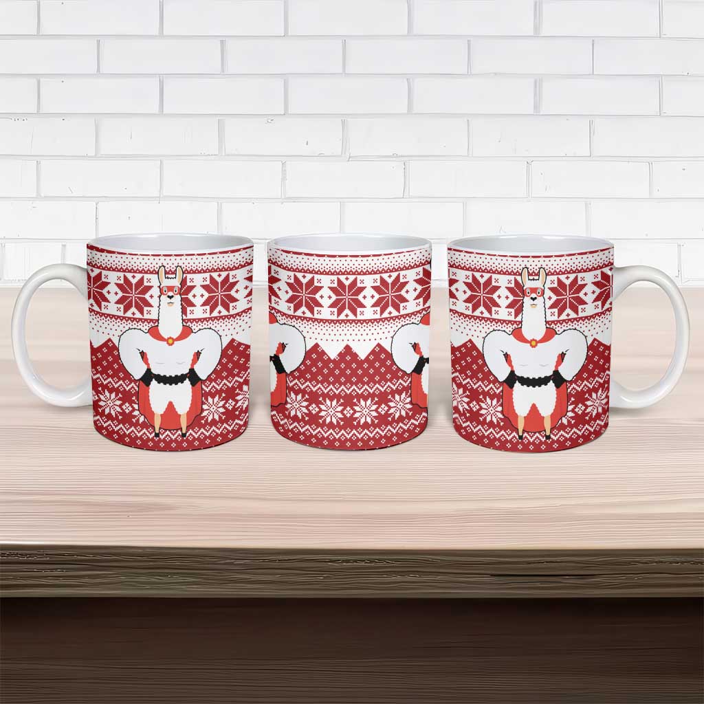 Llama Superhero Christmas Ceramic Mug Xmas Holiday Patterns - Wonder Print Shop
