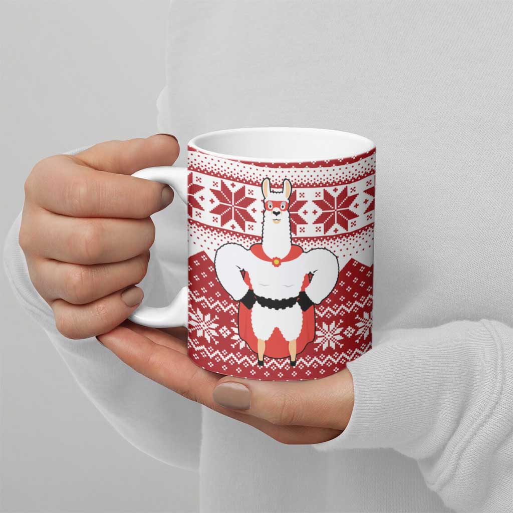 Llama Superhero Christmas Ceramic Mug Xmas Holiday Patterns - Wonder Print Shop