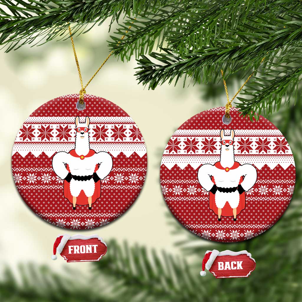 Llama Superhero Christmas Ceramic Ornament Xmas Holiday Patterns - Wonder Print Shop