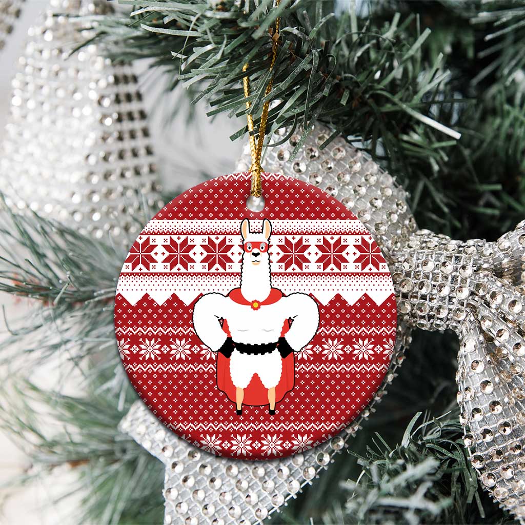 Llama Superhero Christmas Ceramic Ornament Xmas Holiday Patterns - Wonder Print Shop