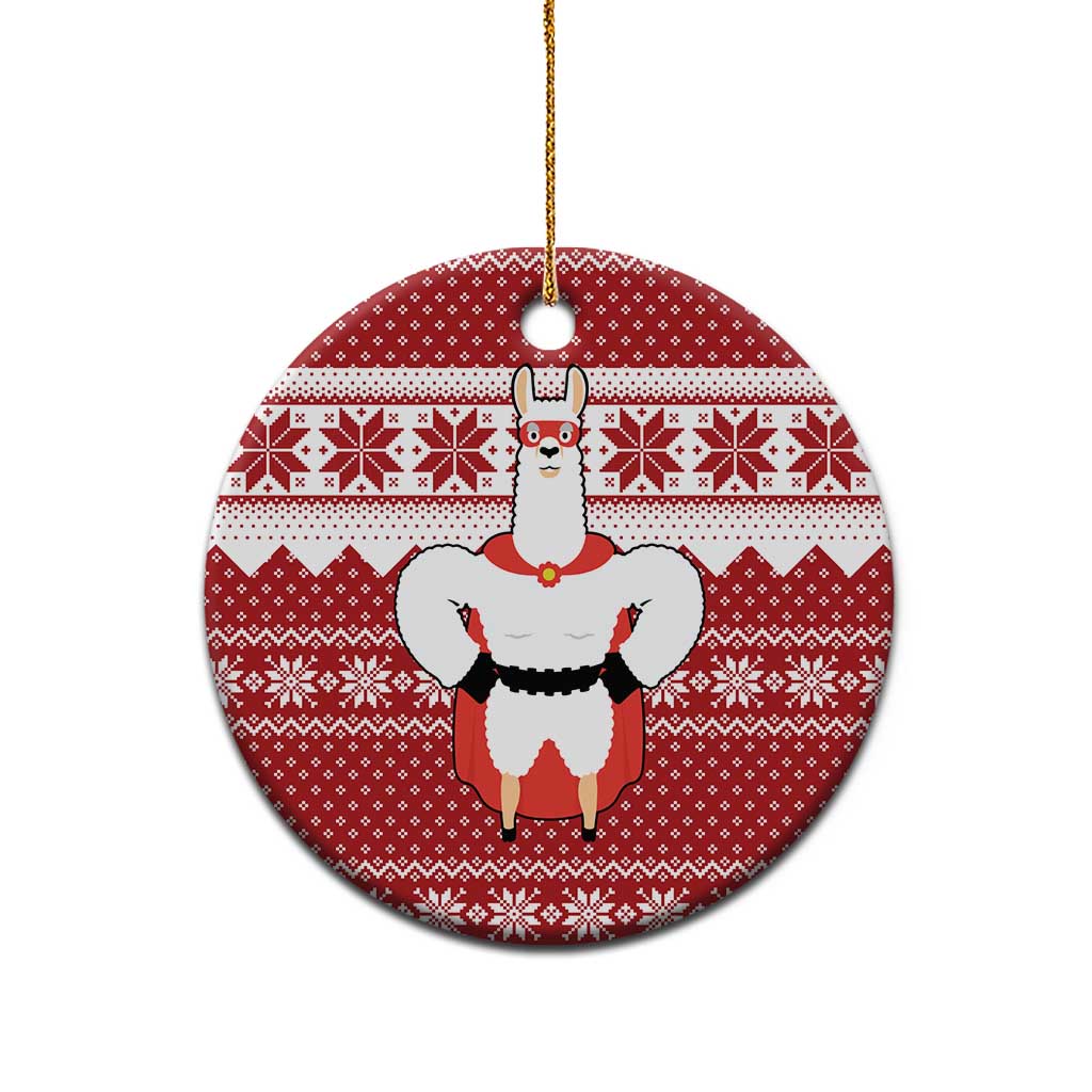 Llama Superhero Christmas Ceramic Ornament Xmas Holiday Patterns - Wonder Print Shop
