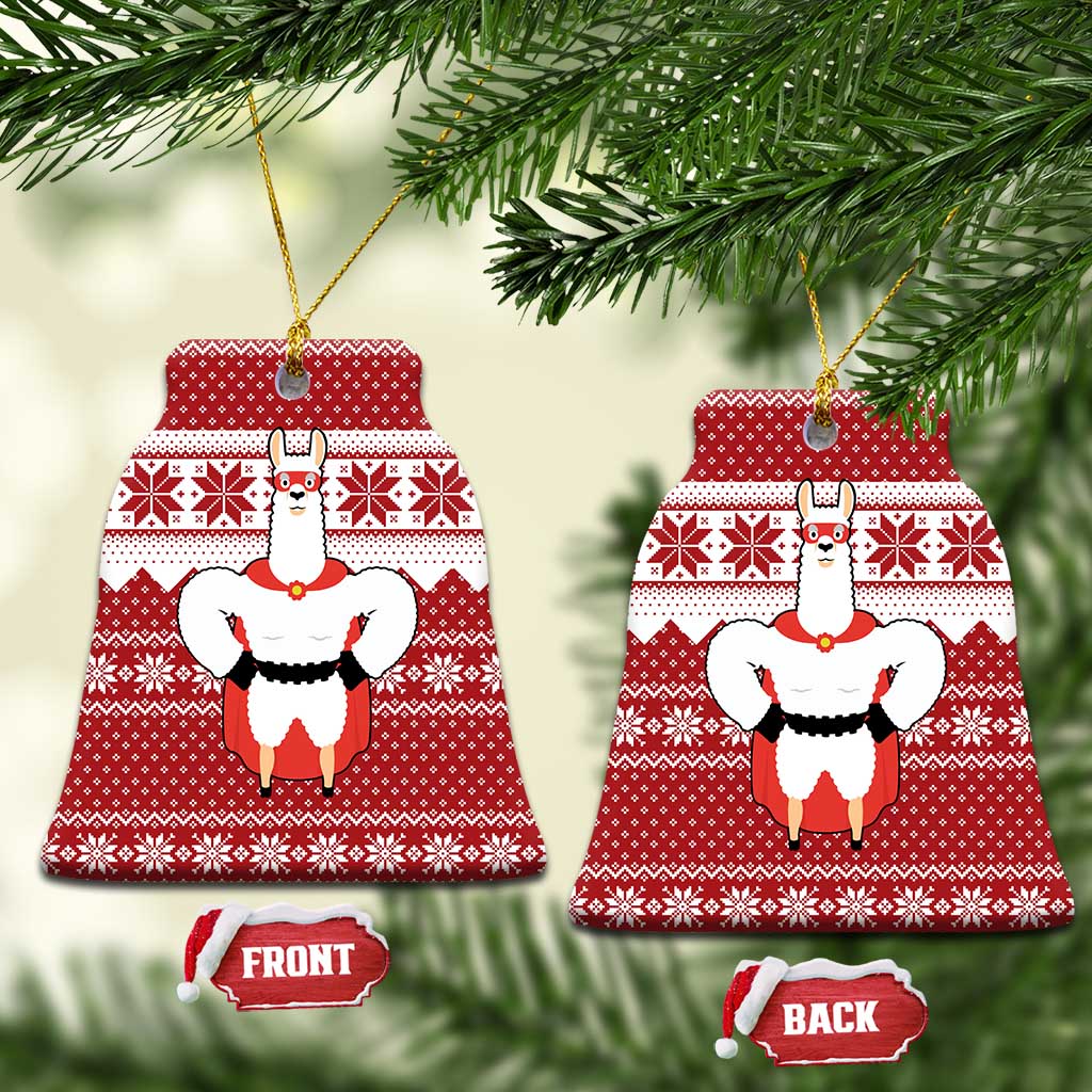 Llama Superhero Christmas Ceramic Ornament Xmas Holiday Patterns - Wonder Print Shop