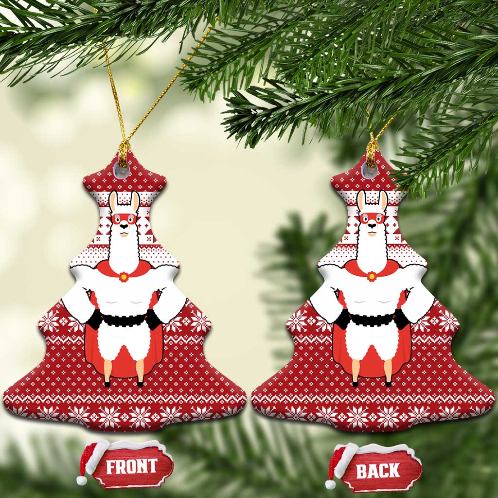 Llama Superhero Christmas Ceramic Ornament Xmas Holiday Patterns - Wonder Print Shop